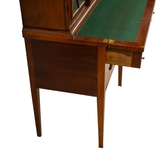Brown Late 19th Century Flame Mahogany Secretary Desk Bookcase, Antique Drop Front Desk For Sale - Image 8 of 18