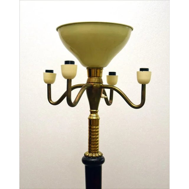Wood Floor Lamp in Mahogany & Brass, 1950s For Sale - Image 7 of 11
