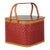 Mid-Century Red Woven Picnic Basket With Lid and Handles For Sale