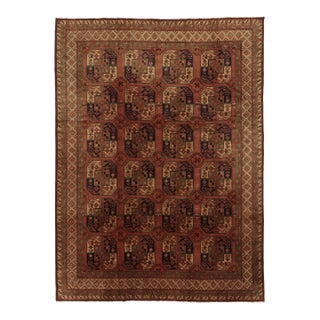Antique Hooked German Tetex Rug in Terracotta With Gul Design - Rug & Kilim For Sale