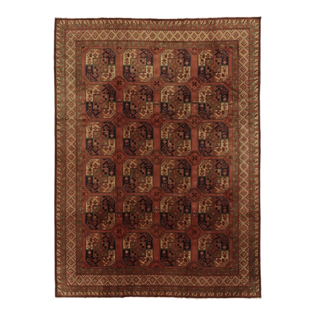 Antique Hooked German Tetex Rug in Terracotta With Gul Design - Rug & Kilim For Sale