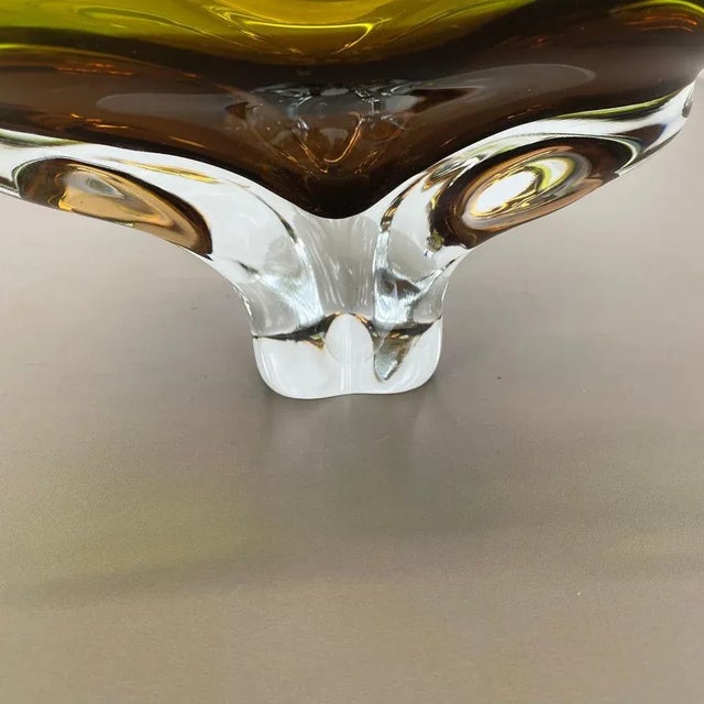 Green Multicolor Murano Glass Centerpiece Bowl with Shell Element, Murano, Italy, 1970s For Sale - Image 8 of 18