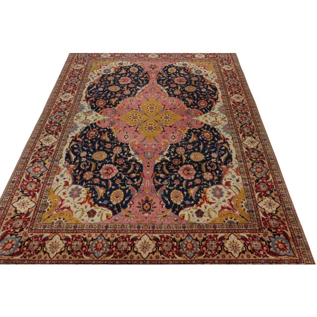 Traditional 1920s Antique Tabriz Persian Bellini Rug in Pink, Blue & Gold Florals From Rug & Kilim For Sale - Image 3 of 8