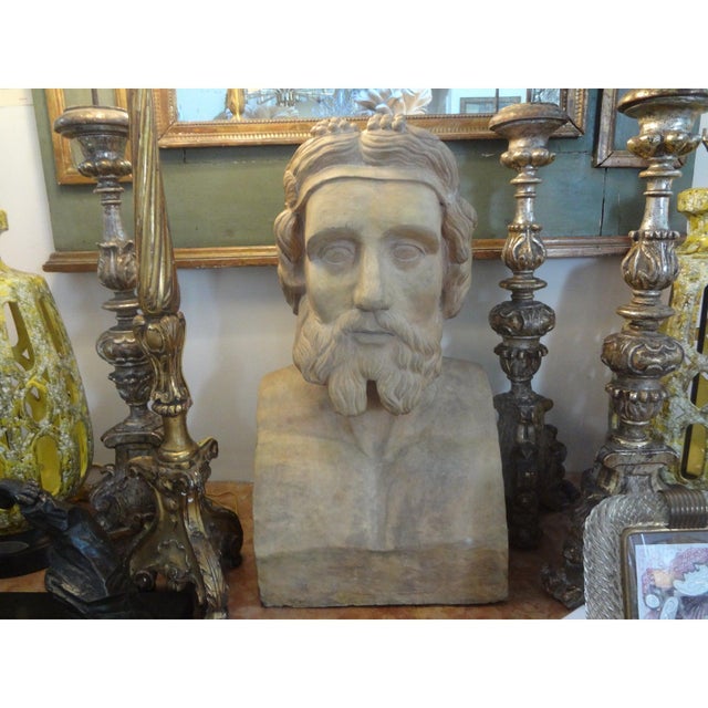 19th Century Monumental French Terra Cotta Bust of a Classical Greek