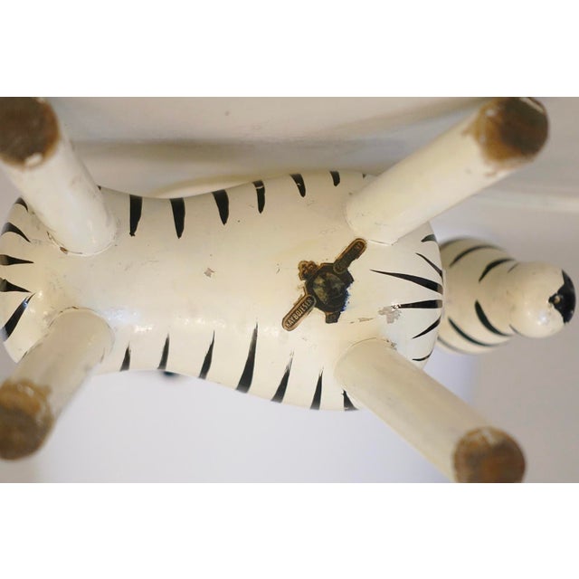 1950s Rare Matched Pair Kay Bojesen Denmark Hand Painted Danish Modern Wood Zebra Table Lamps Monkey For Sale - Image 9 of 9