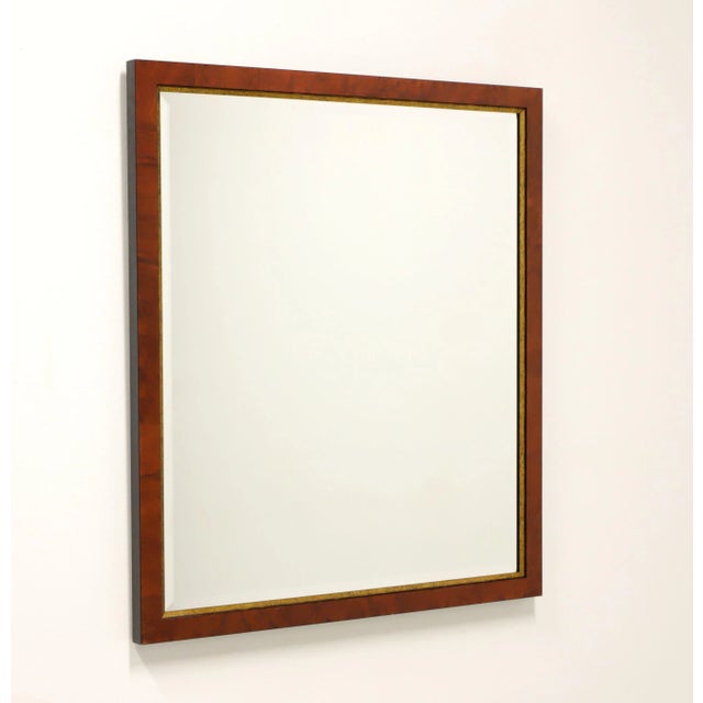 Brown Late 20th Century Burl Elm Rectangular Beveled Wall Mirror For Sale - Image 8 of 8