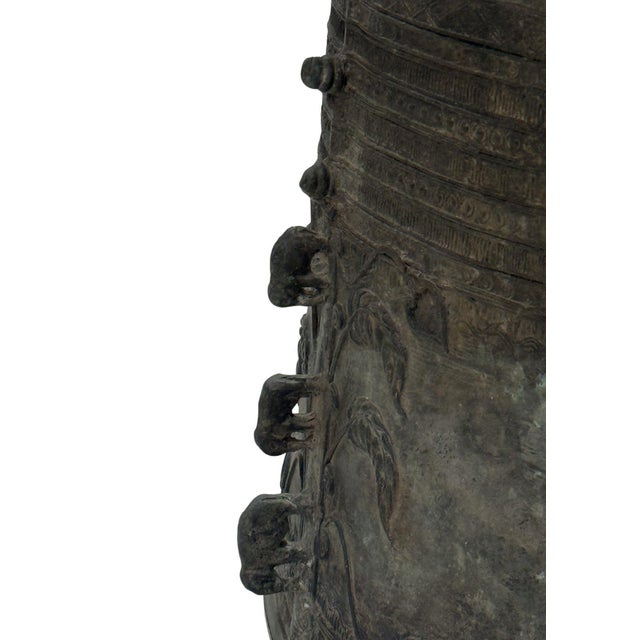 Cast Bronze Rain Drum With Elaborate Detail Patina Finish For Sale - Image 11 of 13