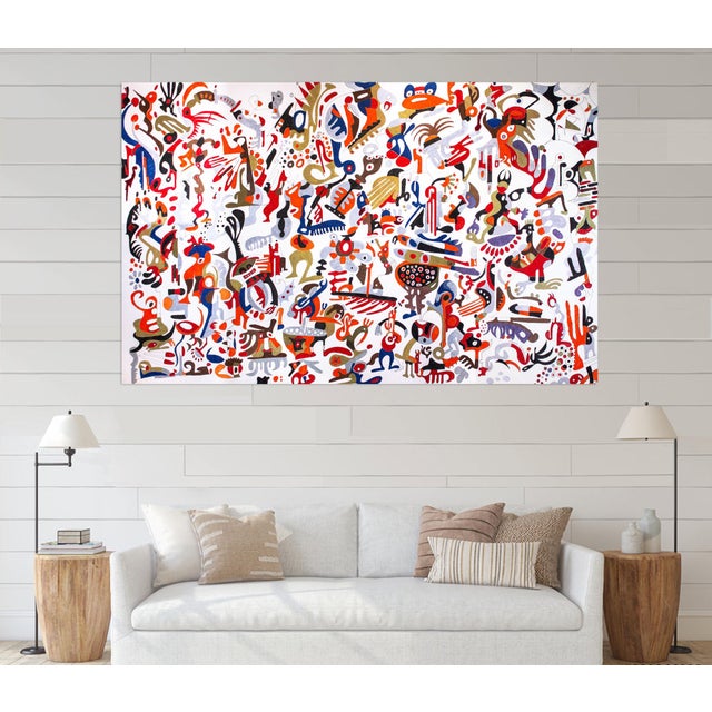 2020s "The Princess With Horns" Extra Large Painting Created With Oil Markers on Canvas in 2021 For Sale - Image 5 of 6