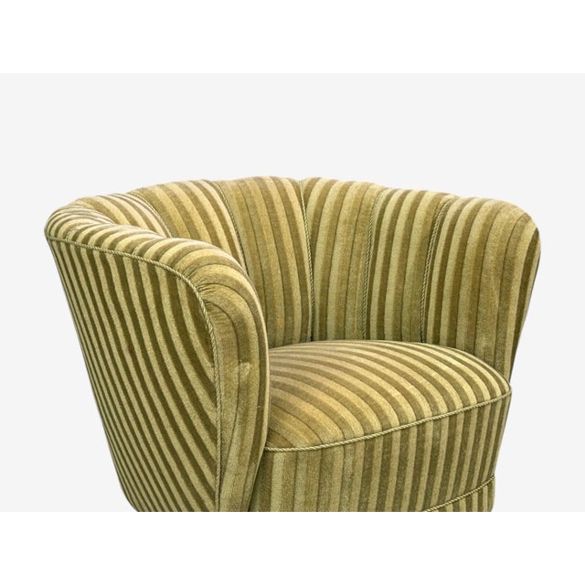 Wood Danish Cabinetmaker, Banana Lounge Chairs, Beech, Velour, Denmark, 1940s For Sale - Image 7 of 11
