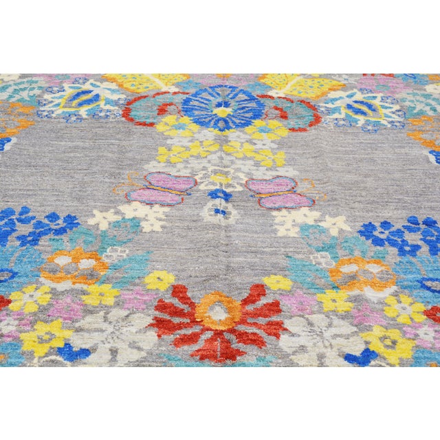 Contemporary Indian Modern Hand Knotted Wool Rug,9'X12'4" For Sale - Image 3 of 6