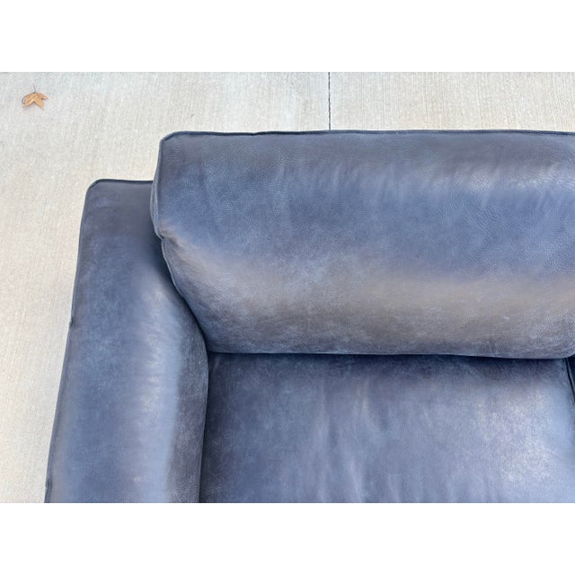 Valmont Charcoal Leather Modern Sofa Attributed to Paul Michael Company For Sale In Dallas - Image 6 of 12