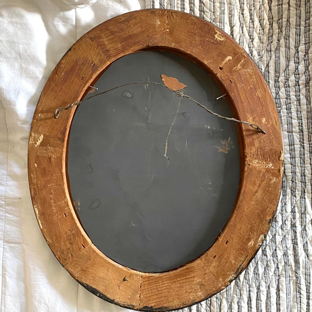 Antique Victorian Oval Mirror With Black Gilt Frame | Chairish