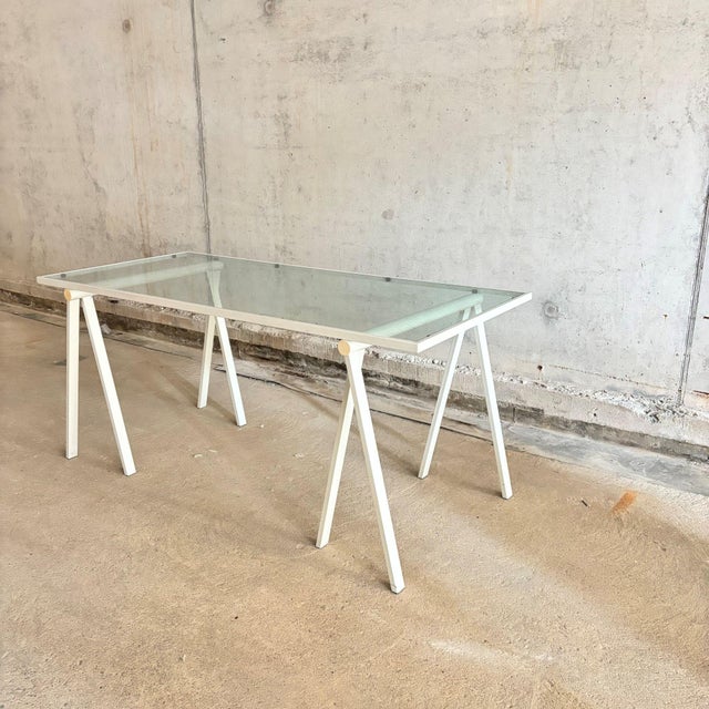 Contemporary Trestle Table by Rodney Kinsman for Bieffeplast, 1980s For Sale - Image 3 of 11
