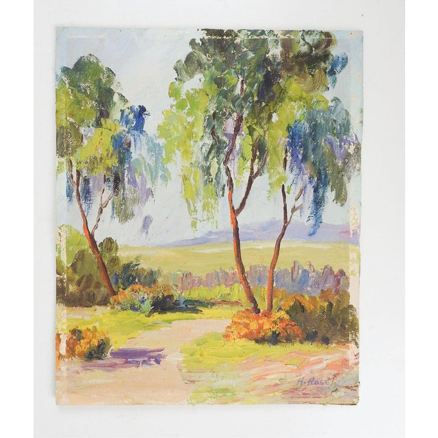 Rustic Mid 20th Century Impressionist Eucalyptus Tree Landscape Painting For Sale - Image 3 of 3