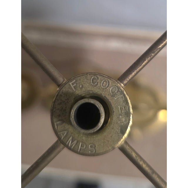 Vintage Frederick Cooper Bouillotte lamp. Brass bases. Cloth shades. Great quality & detail. In very good original as...
