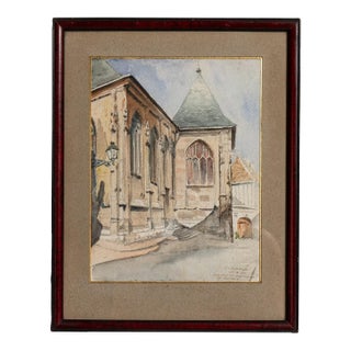 20th Century "St. Patrick's" Watercolor by E. Lesage For Sale