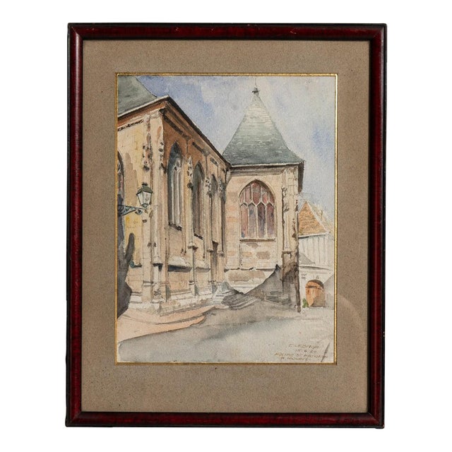 20th Century "St. Patrick's" Watercolor by E. Lesage For Sale