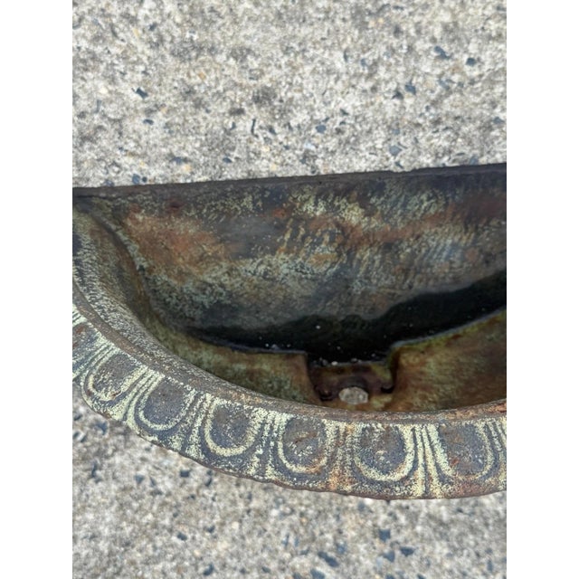 Late 20th Century :ate 20th Century Neoclassical Style Cast Iron Wall Fountain Bowl Urn Lavabo Garden Planter Pot For Sale - Image 5 of 14