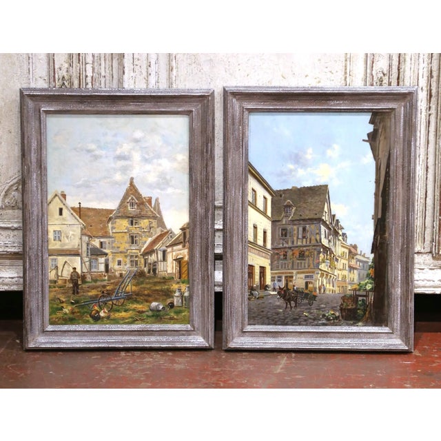 Wood Pair of 19th Century Rouen Oil Paintings Attributed to Torello Ancillotti For Sale - Image 7 of 14