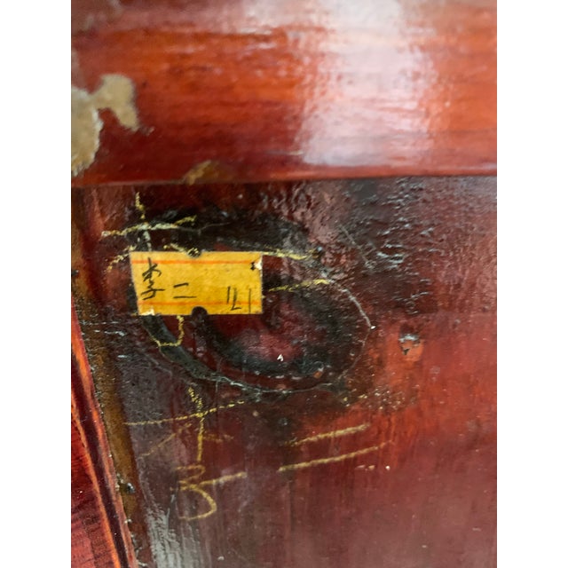 Vintage Asian-Inspired Solid Wood Cabinet With Brass Hardware For Sale - Image 9 of 9