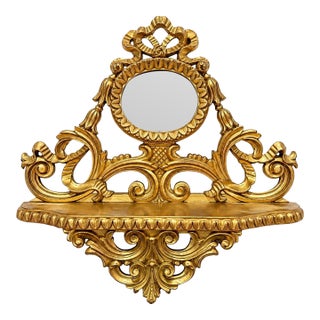 Vintage Euromarchi Italian Gilt Wall Shelf | Ornate Florentine Hollywood Regency For Sale