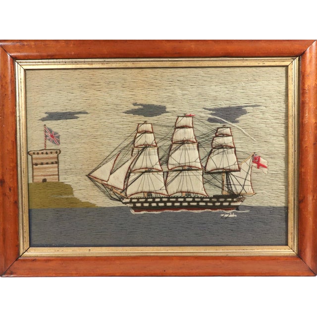 English Pair of Royal Navy Sailor’s Woolworks by the Same Hand With Trapunto Sails For Sale - Image 3 of 18