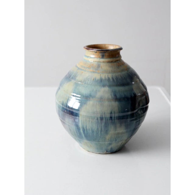 Blue Vintage Studio Pottery Vase For Sale - Image 8 of 12
