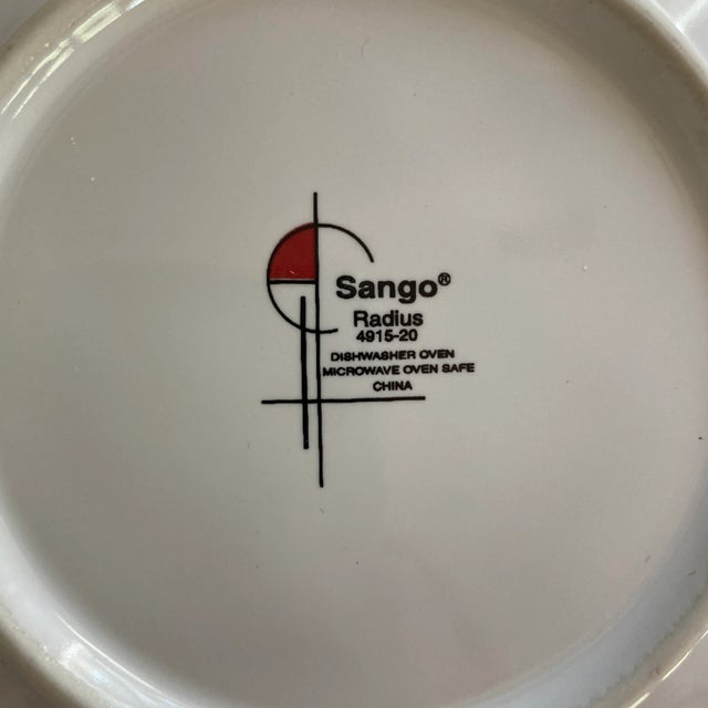 Early 21st Century 2000s Sango Post Modern Geometric Design China Coffee / Tea Cups With Matching Saucers Set- 16 Pieces For Sale - Image 5 of 13