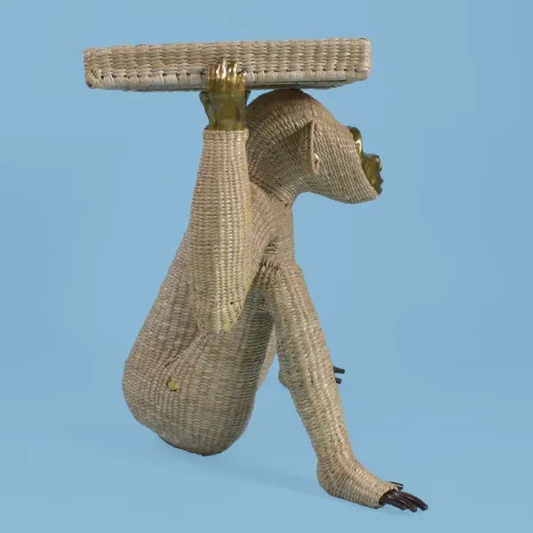 Monkey with Brass Mask Console Table by Mario Lopez Torres by artist Mario Lopez Torres in nice as found condition. Signed...