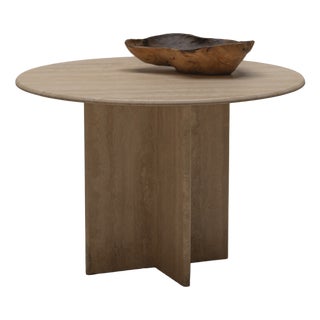 Round Travertine Side Table, Italy, 1970s For Sale