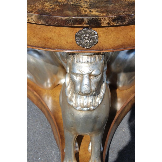 Maitland-Smith Silver Gilt Lion Table With a Faux Tortoiseshell Top For Sale - Image 15 of 18
