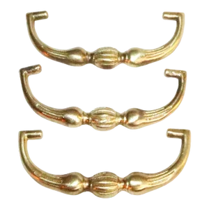 Antique Early 20th Century Brass Drawer Pulls - Lot of 3