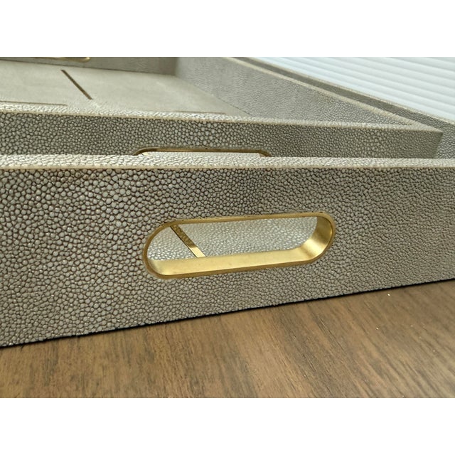 Animal Skin Made Goods Daina Faux Shagreen Trays, Set of Two For Sale - Image 7 of 12