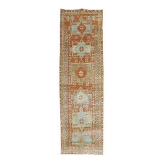 Antique Zabihi Collection Persian Heriz Worn Orange Runner - 2'7" x 8'2" For Sale