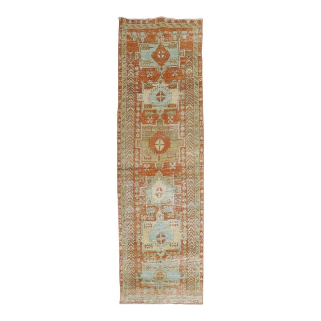 Antique Zabihi Collection Persian Heriz Worn Orange Runner - 2'7" x 8'2" For Sale