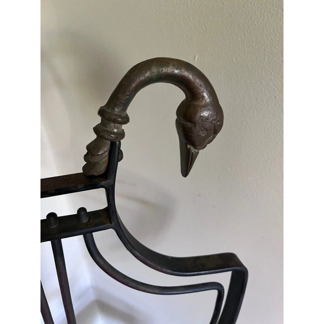 Maison Jansen Style Brass Swan and Black Lyre Back Folding Chair With Paw Feet For Sale - Image 9 of 10
