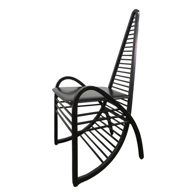 Curved Wooden Armchair by A. Siabu, Italy, 1980s For Sale