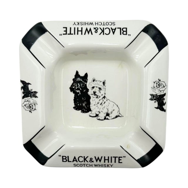 Vintage Black & White Scotch Whiskey Scottie & Westie Dogs Ashtray For Sale - Image 10 of 10