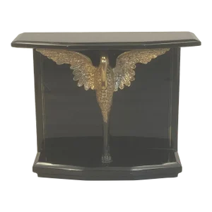 Enrique Garcia Black Laquer Coconut Shell Console With Brass Swan