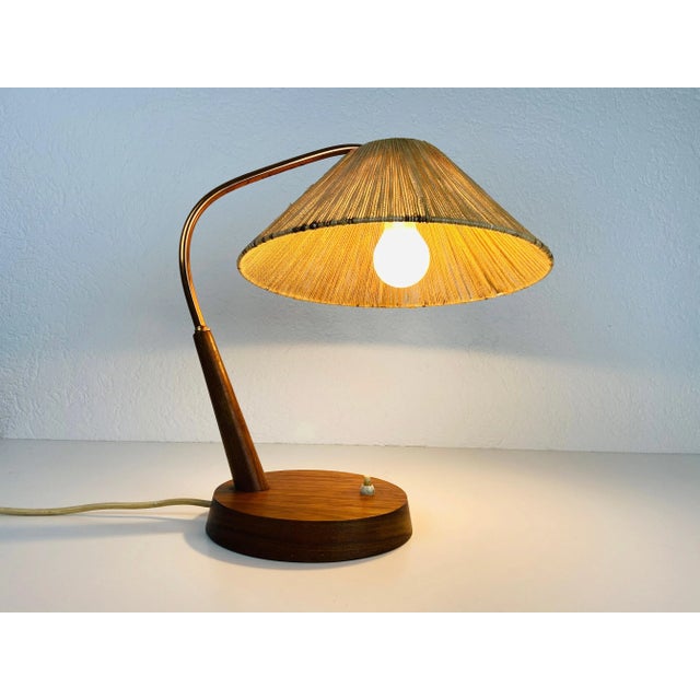 Mid-Century Teak and Rattan Table Lamp from Temde, 1970s For Sale - Image 10 of 12