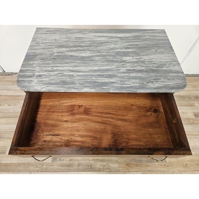 Art Deco Sideboard in Mahogany Feather with Marble Top and Brass Handles, 1940 For Sale - Image 9 of 18