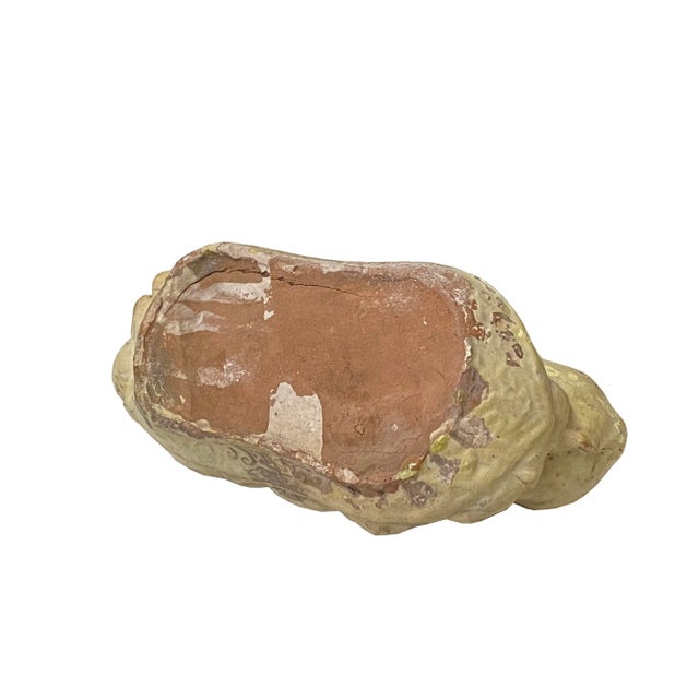 1970s Vintage Oriental Ceramic Cream Color Kid Theme Pillow Shape Display Figure For Sale - Image 5 of 6