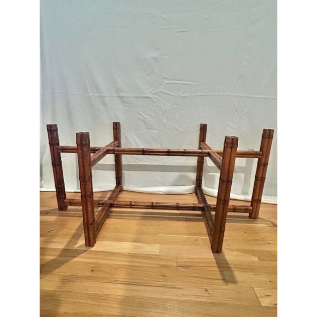 Metal Vintage Hollywood Regency Brass Tray Top on Faux Bamboo Base Coffee Table For Sale - Image 7 of 14