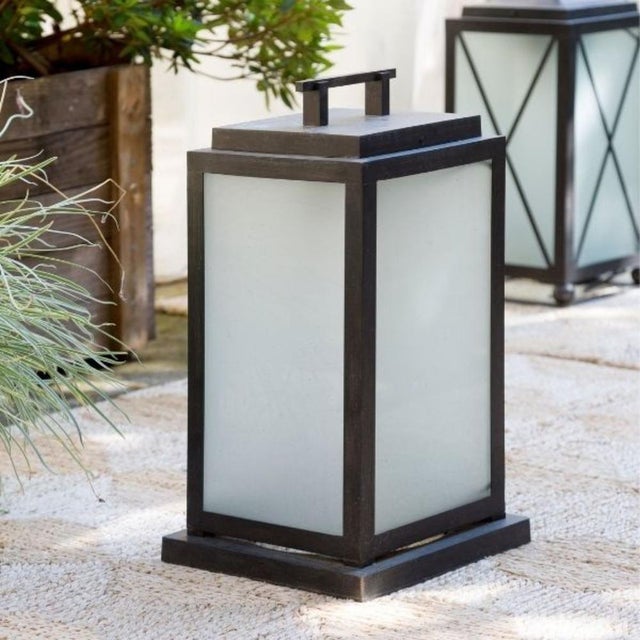 Outdoor Eden Lantern in Black Wax Brass with Satin Glass by Il Bronzetto, in New conditions. Designed from 2000 Up to 250V...