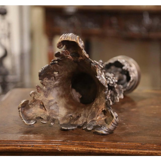 Silver Mid-Century French Louis XV Silvered Bronze Surtout With Glass Bowl For Sale - Image 8 of 8