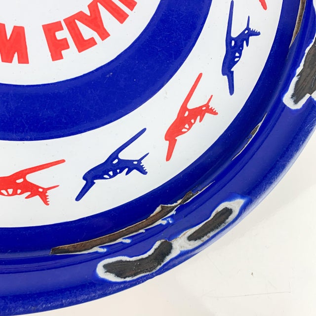 American Vintage Patriotic u.s.a. Ww II Porcelain Navy Flyer Pilot Airplane War Time Tray For Sale - Image 3 of 11