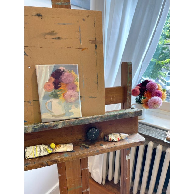Traditional Original Oil Painting Dahlia Floral Still Life by Michelle Farro For Sale - Image 3 of 5
