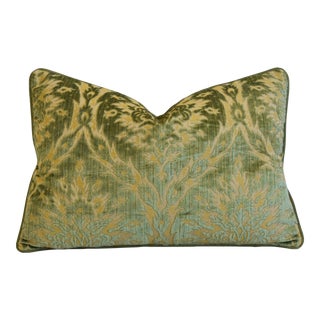 Italian Scalamandre Cut Velvet Floral Feather/Down Pillow 24" X 17" For Sale