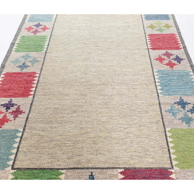 Mid 20th Century Doris Leslie Blau Vintage Swedish Flat Weave Rug by Bitte Ahlgren, Signed "BA" For Sale - Image 5 of 9