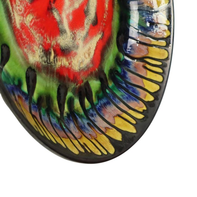Large Droplet Glazed Ceramic Fruit Bowl or Wall Decoration, 1960s For Sale - Image 6 of 14